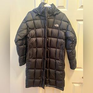Black long north face coat size small